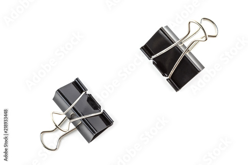 black Paper Clips isolated on White