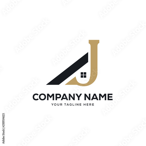 real estate logo design vector, initial letter logo j design template