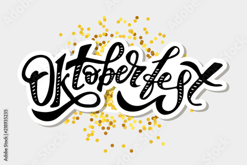Oktoberfest lettering Calligraphy Brush Text Holiday Vector Gold