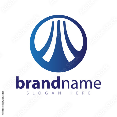 Road in circle logo icon template