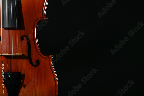 Violin on black background