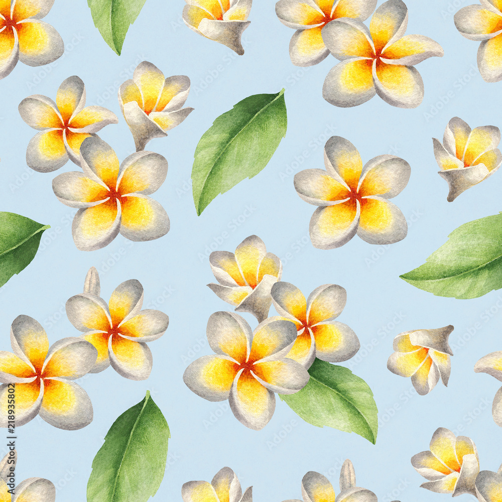 Obraz premium Watercolor seamless tropical pattern