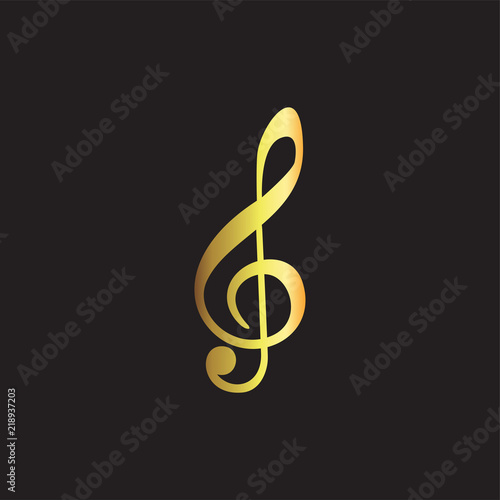 gold Note Music logo icon vector