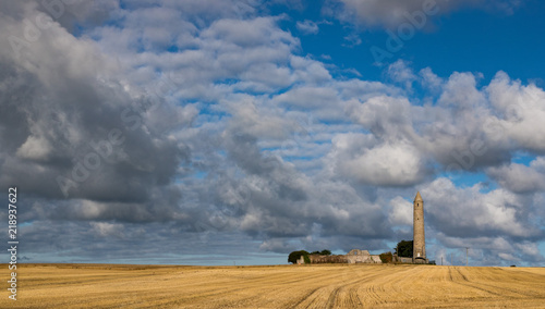 Obraz na plátně Historic Rattoo round tower and surrounding farmland in rural county kerry Irela