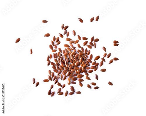 Flax seeds on white background