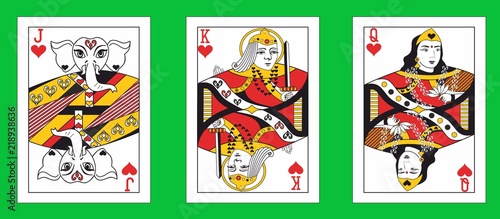 the illustration with the indian playing cards