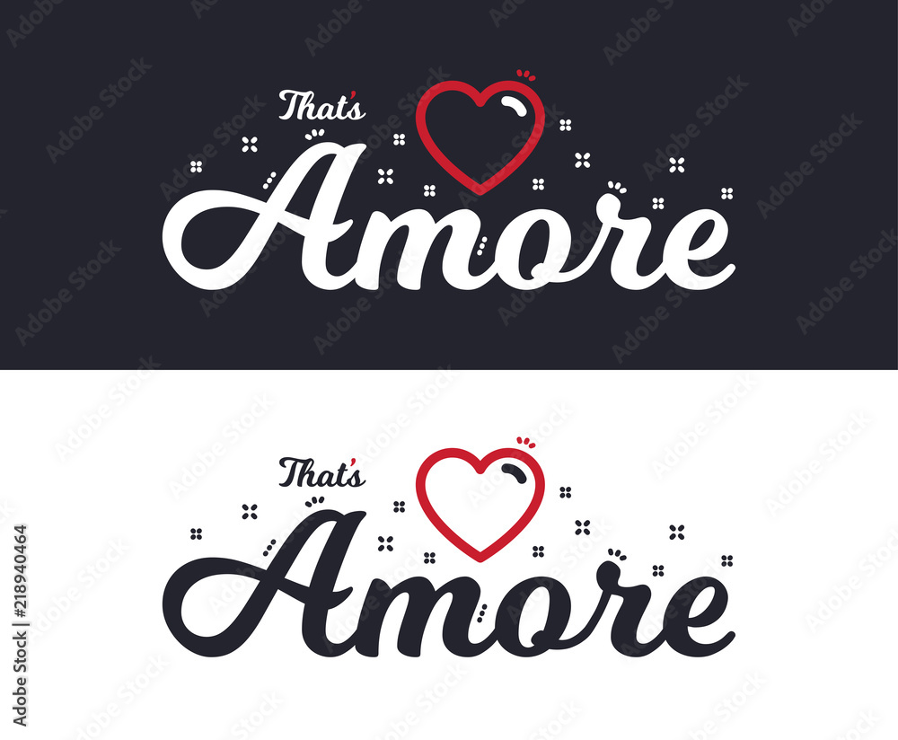 Amore slogan for T-shirt printing design. Tee graphic design. Romantic love concept. Tee-shirt print slogan with linear heart. Textile graphic. Valentines day sign. Various kinds. Vector Amore slogan for T-shirt printing design. Tee graphic design. Romantic love concept. Tee-shirt print slogan with linear heart. Textile graphic. Valentines day sign. Various kinds. Vector