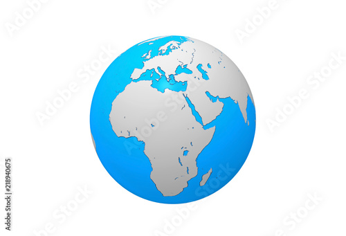 Fototapeta Naklejka Na Ścianę i Meble -  Earth globe map, African and European continent, 3d illustration
