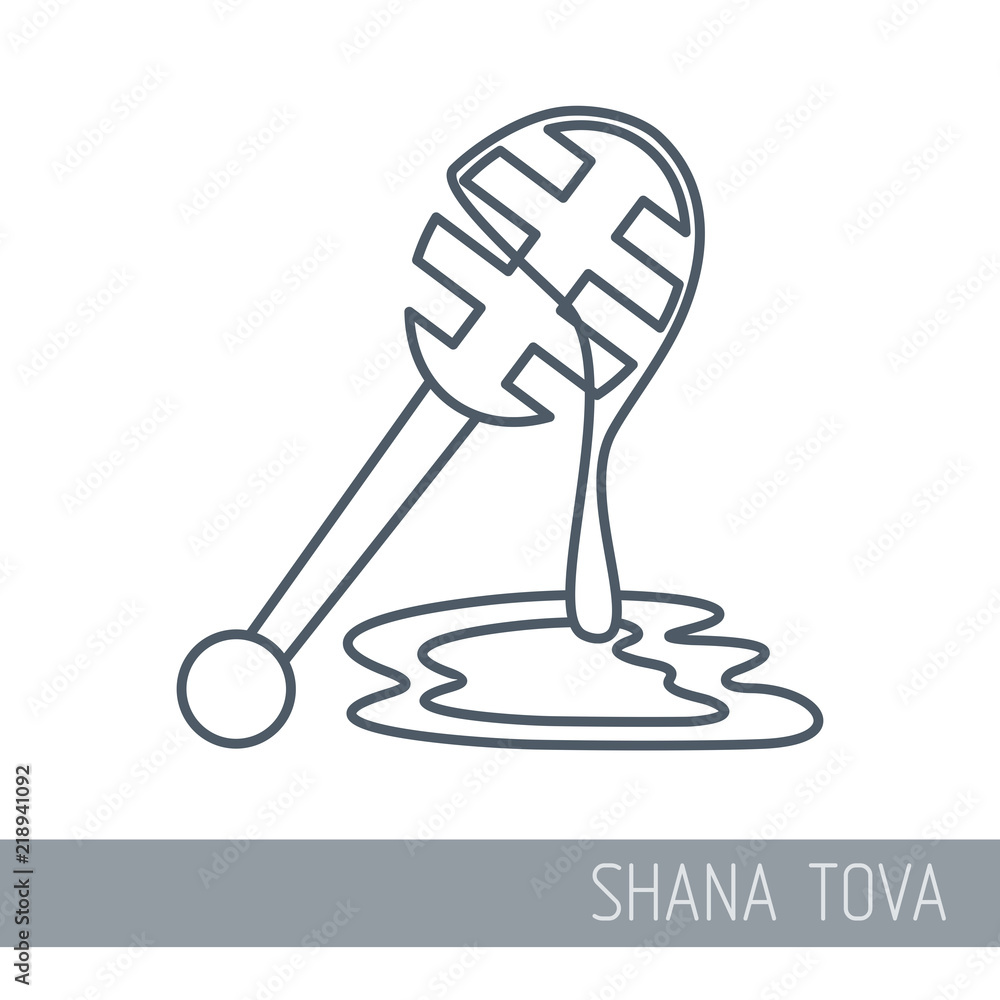 Honey dipper. Rosh Hashanah icon. Shana tova Honey dipper. Rosh Hashanah icon. Shana tova