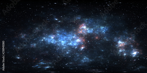 Fototapeta Naklejka Na Ścianę i Meble -  360 degree space nebula panorama, equirectangular projection, environment map. HDRI spherical panorama. Space background with nebula and stars