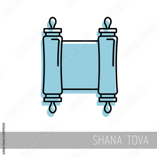 Torah scroll. Rosh Hashanah icon. Shana tova