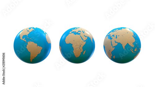 Fototapeta Naklejka Na Ścianę i Meble -  Different sides of planet earth, 3d illustration