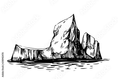 Arctic landscape. Iceberg. Hand drawn illustration converted to vector