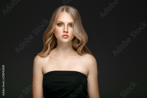 Beautiful Woman Face Portrait Beauty Skin Care Concept with long blonde hair  © Utkamandarinka