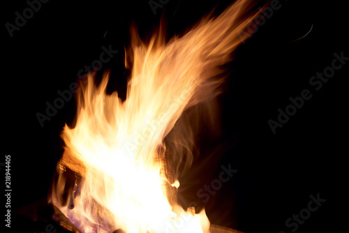 Fire flames on a black background. The fire burns on a black background.