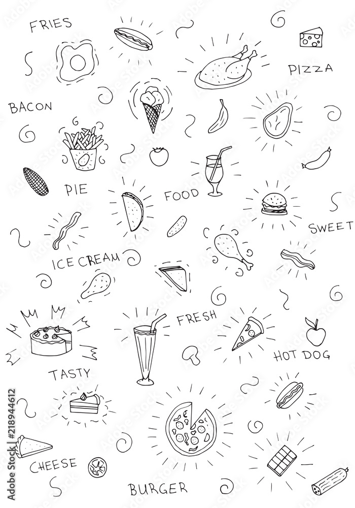 Food Pattern Vector Illustration Set