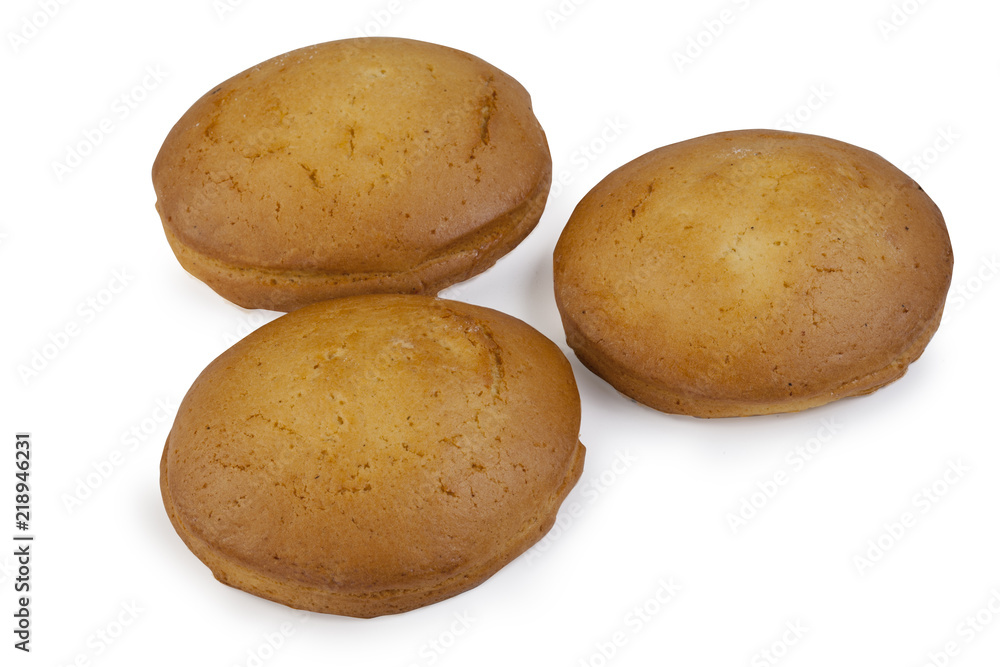 Round biscuit shortcake on white background. Round biscuit shortcake on white background.
