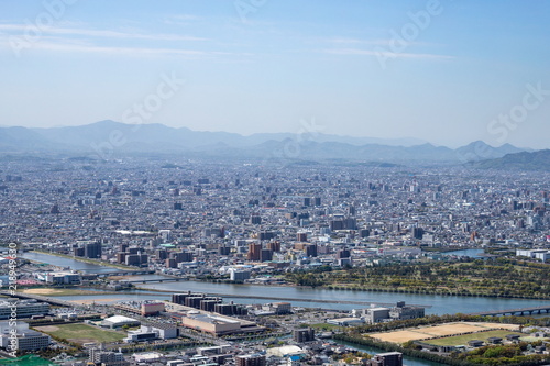 Cityscape of Tsumeta river in Takamatsu city Kagawa Shikoku Japan
