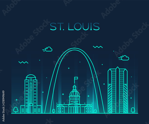 St. Louis city skyline Missouri USA vector linear