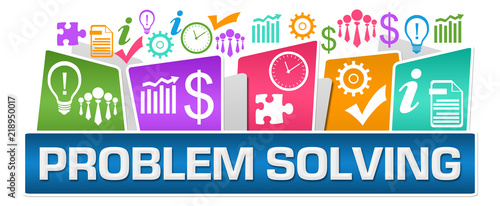 Problem Solving Business Symbols On Top Colorful 