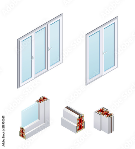 PVC Windows Isometric Icons