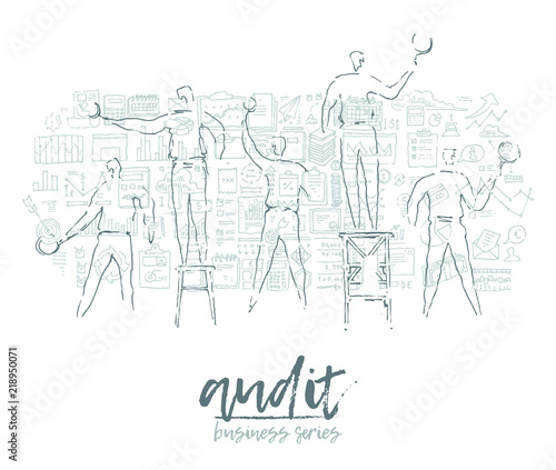 Business concept auditing man audit sketch wall