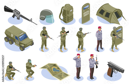 Military Special Forces Isometric Icons