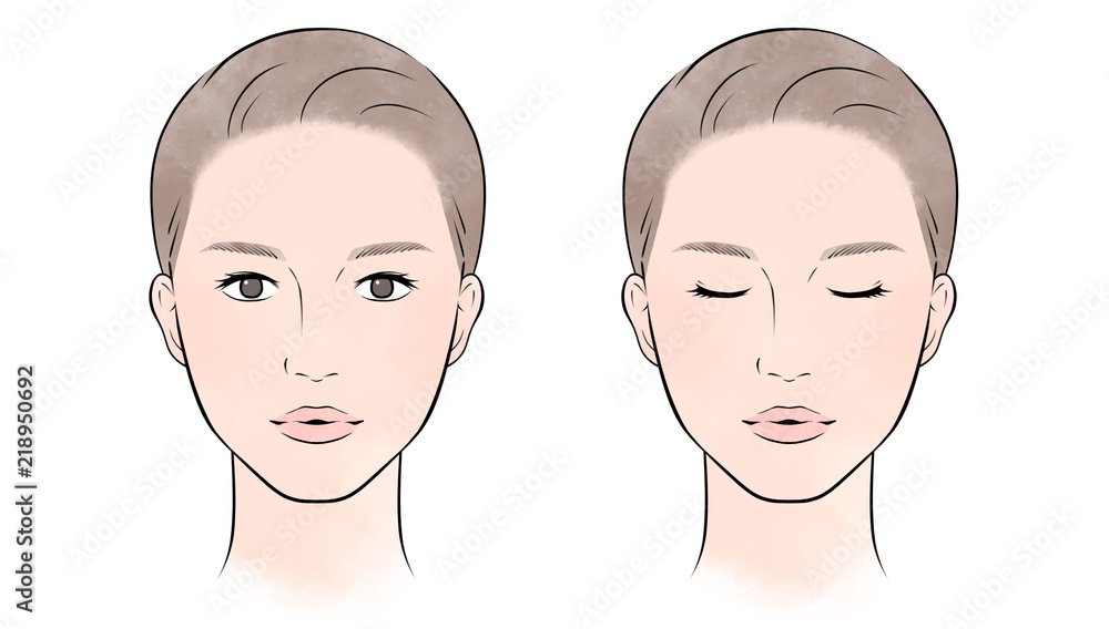 目を開けた女性、閉じた女性 目を開けた女性、閉じた女性