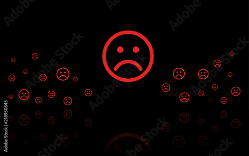 Smiley traurig - Reflektierend Schwarz