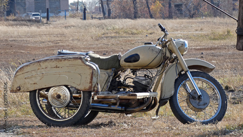 Old motorcycle in the village