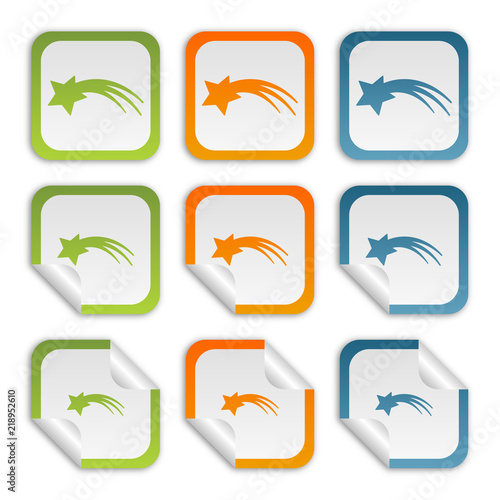 Aufkleber Set - grün orange blau - Weihnachtsstern