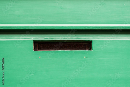 letterbox, green door (mailbox, postbox)