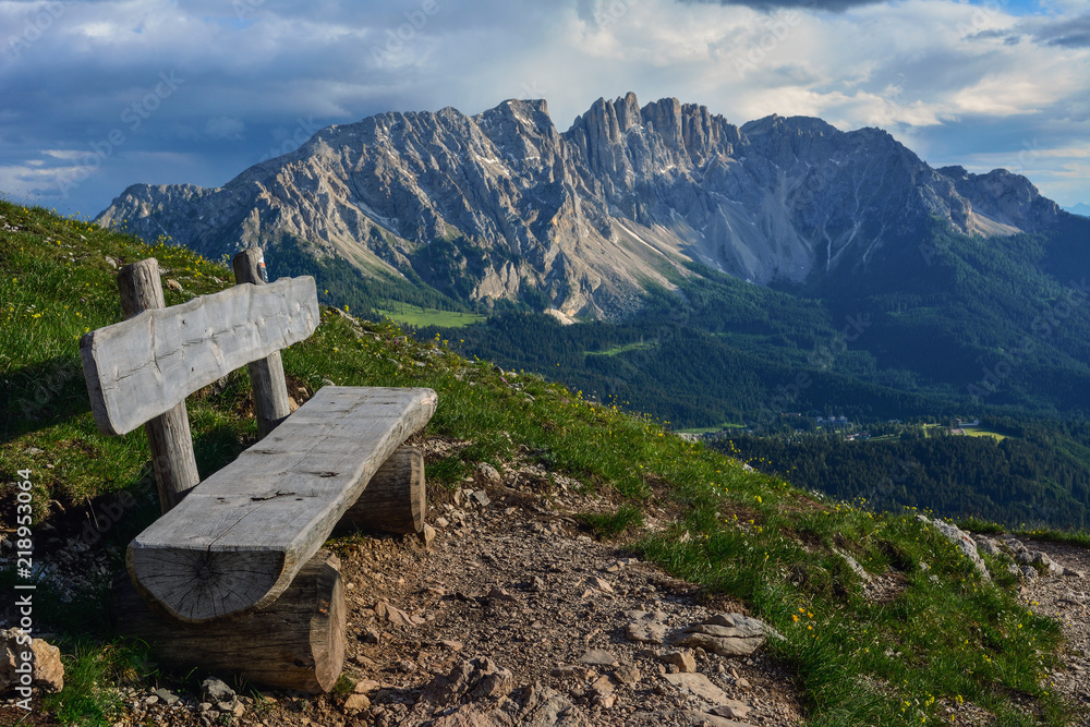 Italy Dolomites Latemar bench