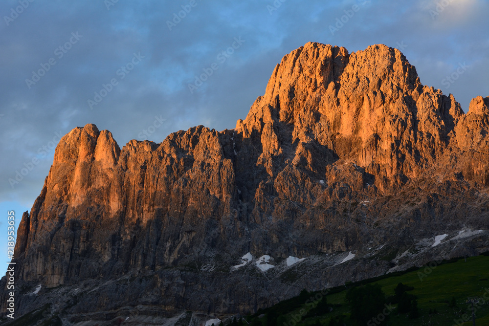Italy Dolomites Rosengarten sunset