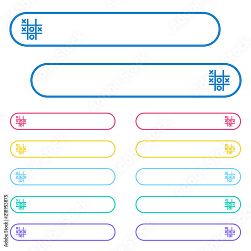 Tic tac toe game icons in rounded color menu buttons