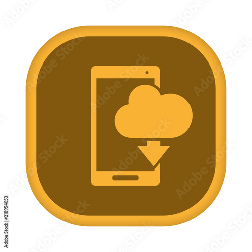 App Icon gelb - Cloud Download auf Smartphone