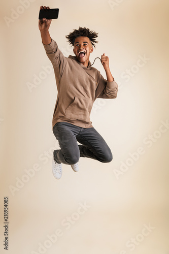 Cheerful young afro american man