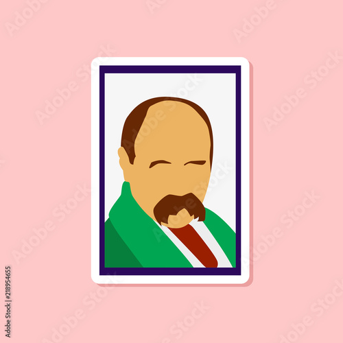 paper sticker on stylish background Taras Shevchenko