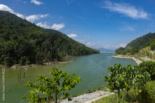 hidroelectric dam under bright sunny day located in Cameron Highland, Malaysia