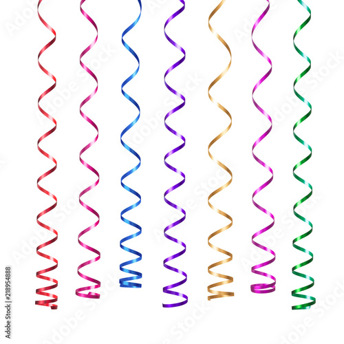 Set of colorful decorative streamers isolated on white background