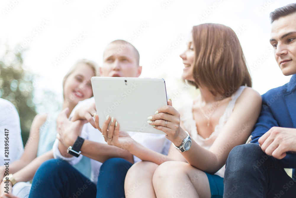 meeting of young people, team of businessmen in nature. Lifestyle, young entrepreneurs meeting of young people, team of businessmen in nature. Lifestyle, young entrepreneurs