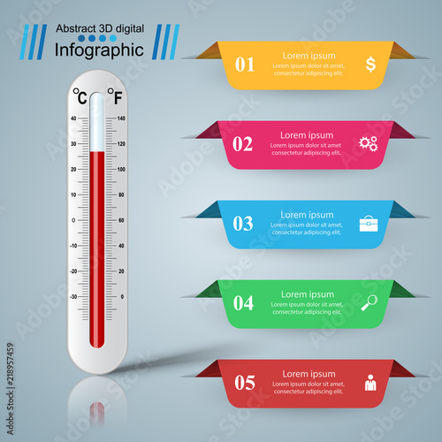 Business illustration of a thermometer. Health and temperature.