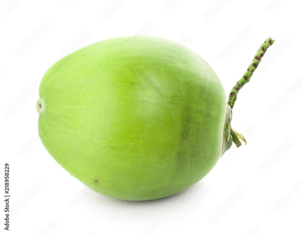 water drop green coconut isolated on white background water drop green coconut isolated on white background