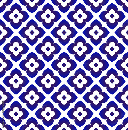 blue and white floral pattern