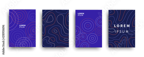 Modern abstract topography geometric covers set