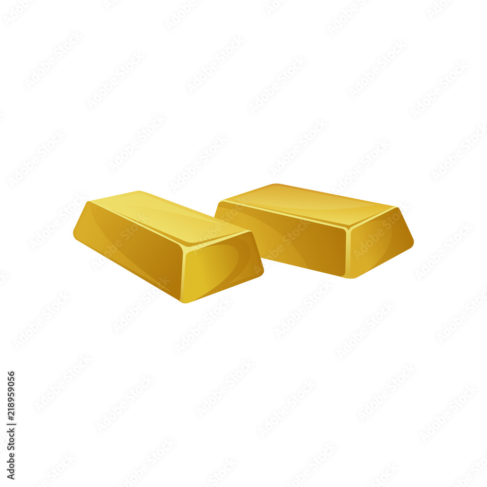 Two gold ingots, bars, banking business, prosperity, treasure siymbol vector Illustration on a white background Two gold ingots, bars, banking business, prosperity, treasure siymbol vector Illustration on a white background