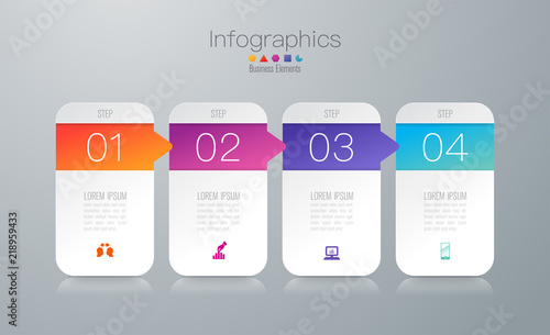 Infographics design vector and business icons with 4 options.