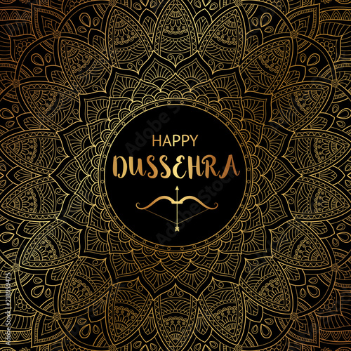 Happy Dussehra background decorated with ornamental floral mandala