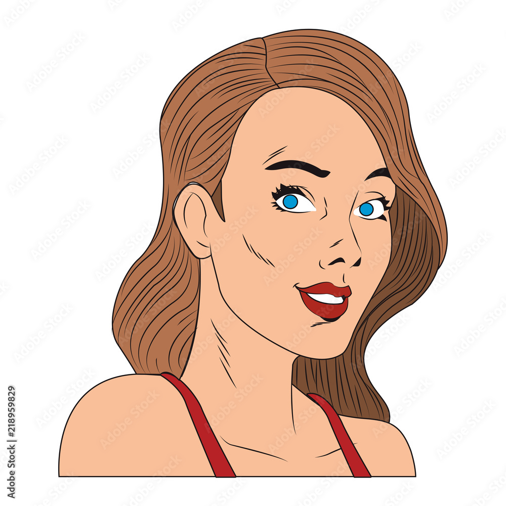 Woman profile pop art cartoon vector illustration graphic design Woman profile pop art cartoon vector illustration graphic design