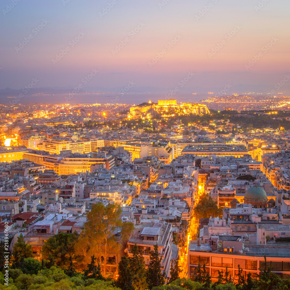 Evening View of beautiful Athens, Greece